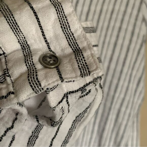 BKE Eased Black and White Striped Long Sleeve Cotton Tunic with Tie Size Large - Picture 7 of 9